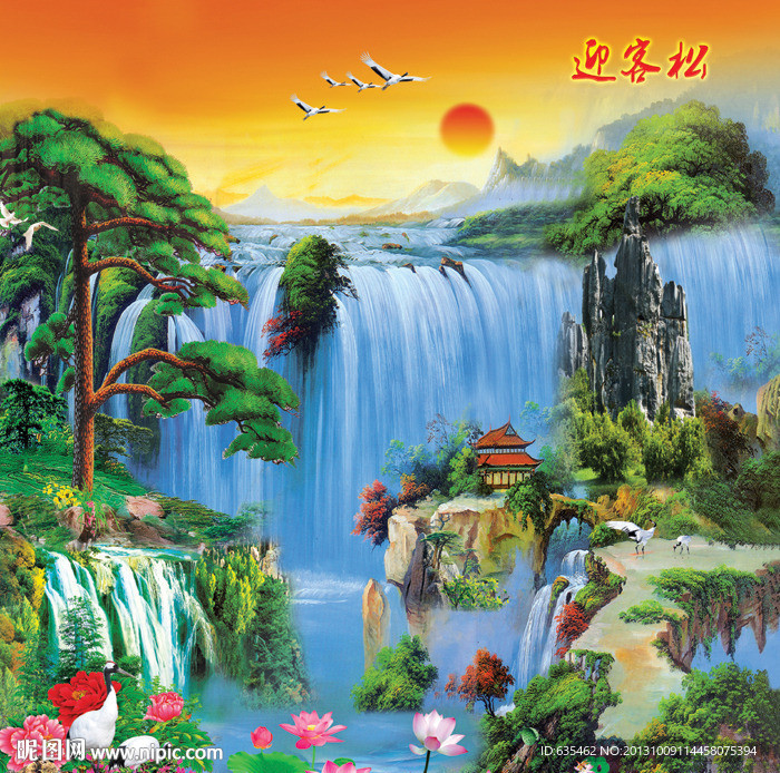 迎客松油画装饰