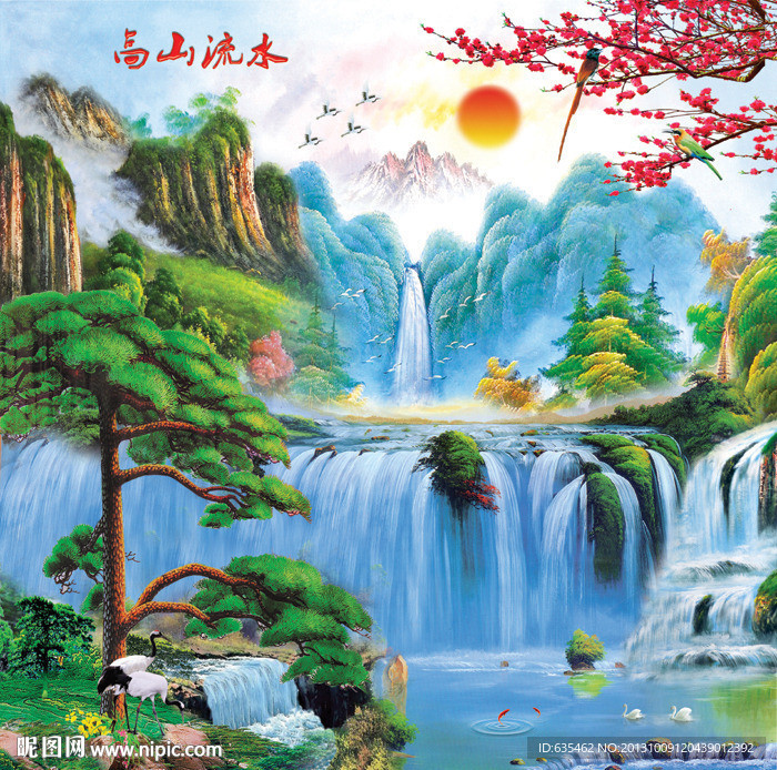 迎客松油画装饰