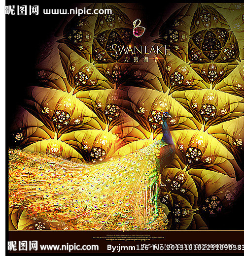 黄金孔雀装饰画