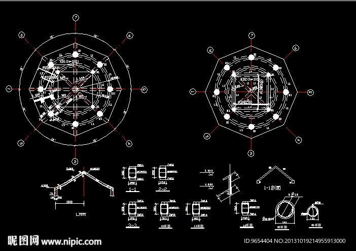 景观亭施工尺寸详图