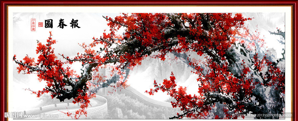 国画梅花立体画