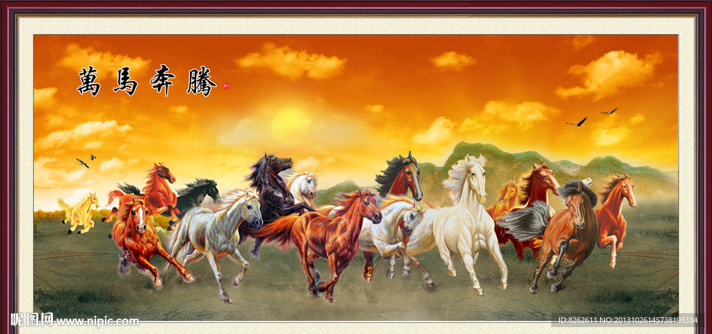油画 万马奔腾