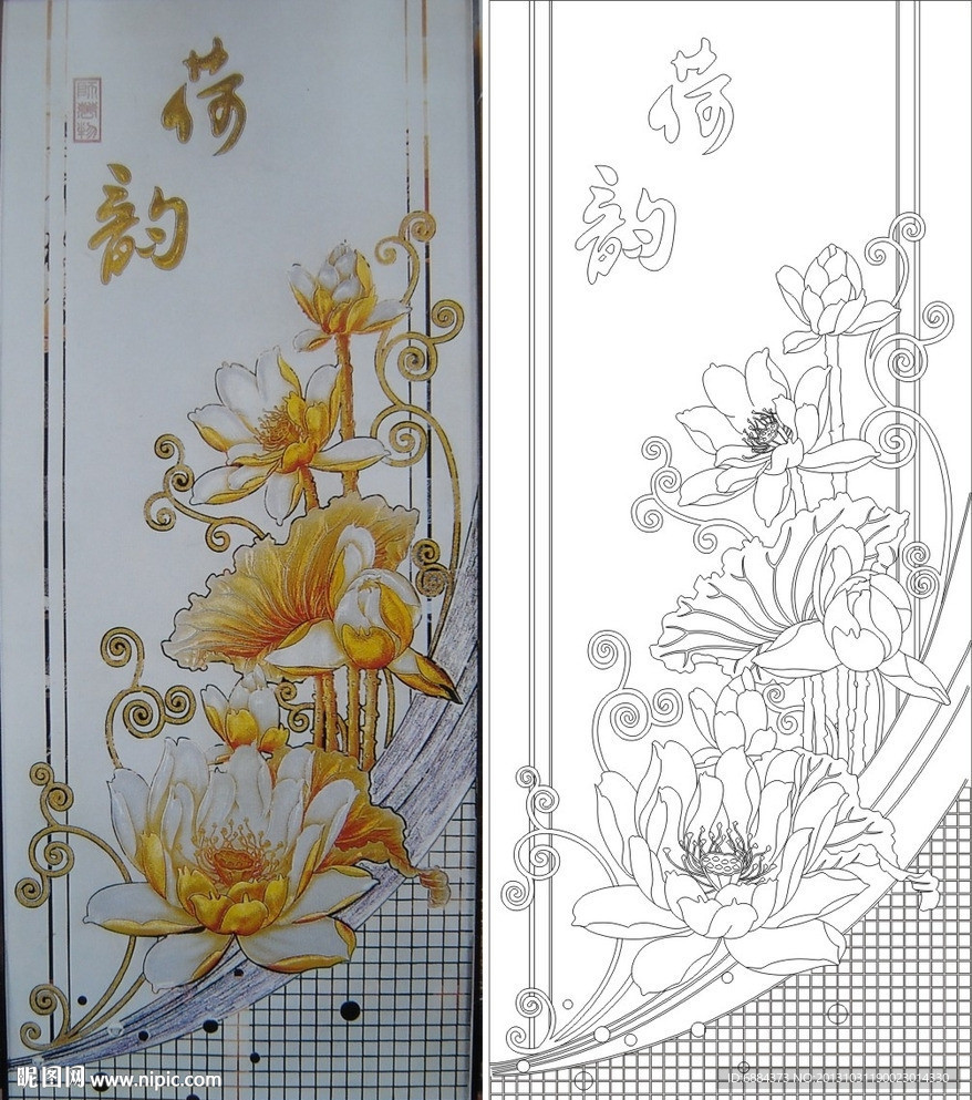 荷韵 荷花 线条