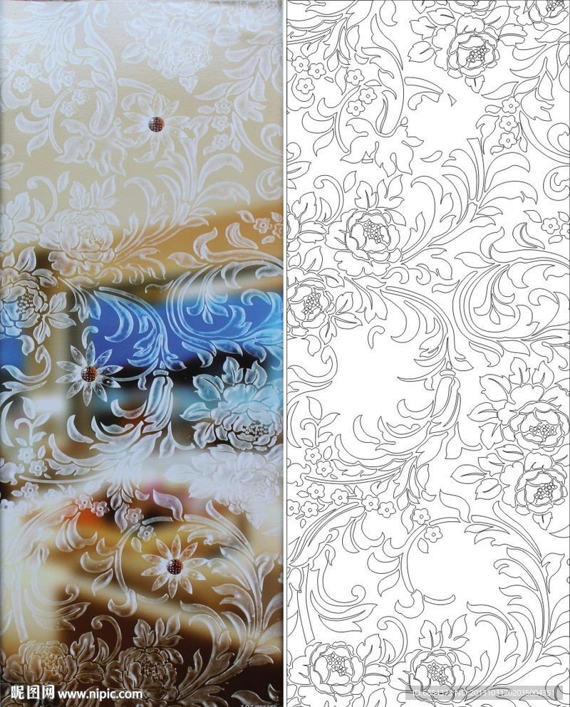 欧式花 线条图 抽象