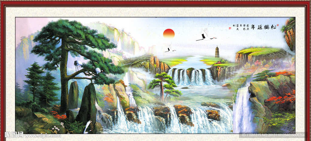 迎客松油画装饰