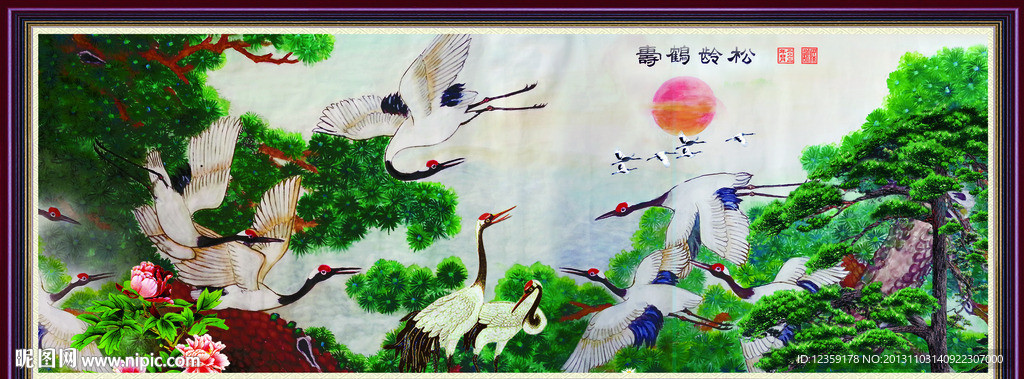 油画山水瀑布