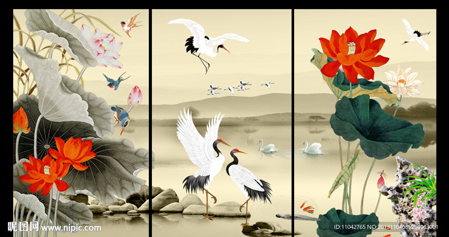 花鸟图屏风