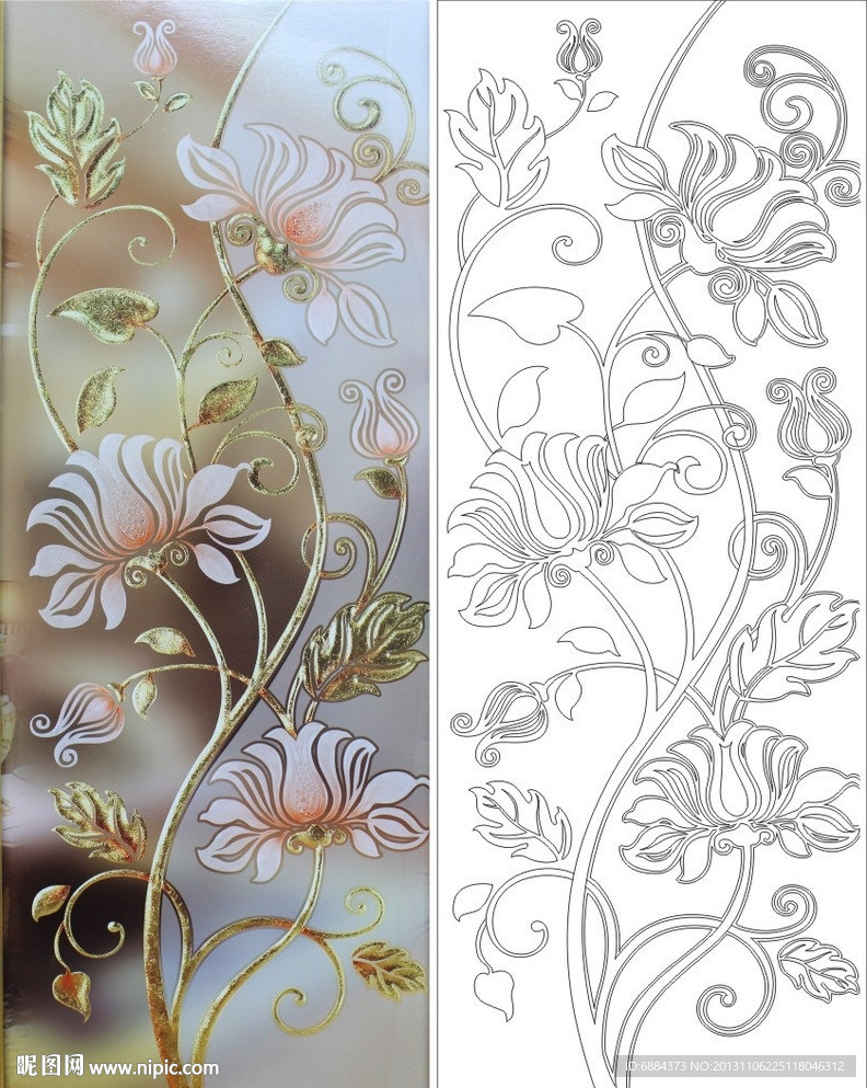 欧式花 线条图 金色