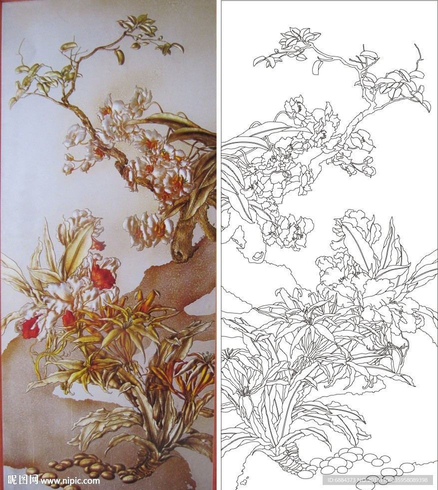 水仙花 玉兰花 石头