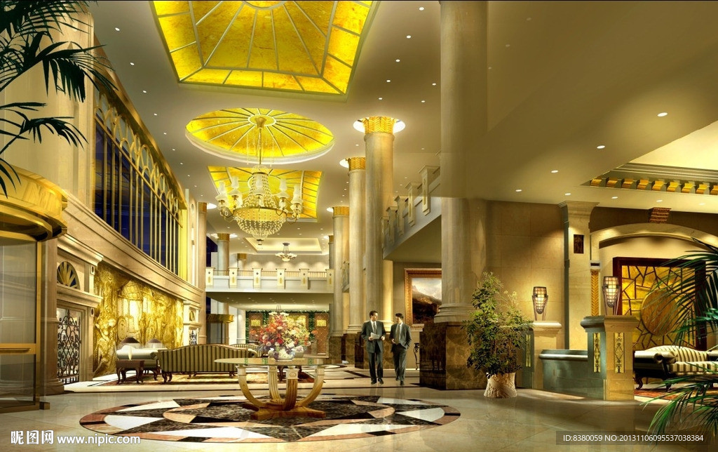 酒店大堂设计图__室内模型_3D设计_设计图库_昵图网nipic.com
