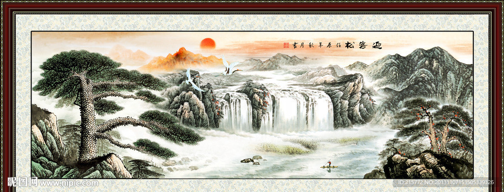 国画迎客松