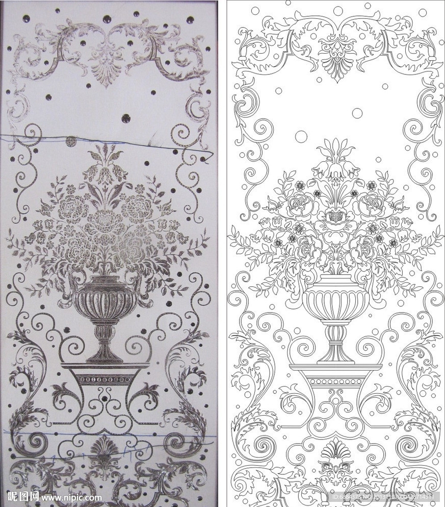 欧式花 线条图 花瓶