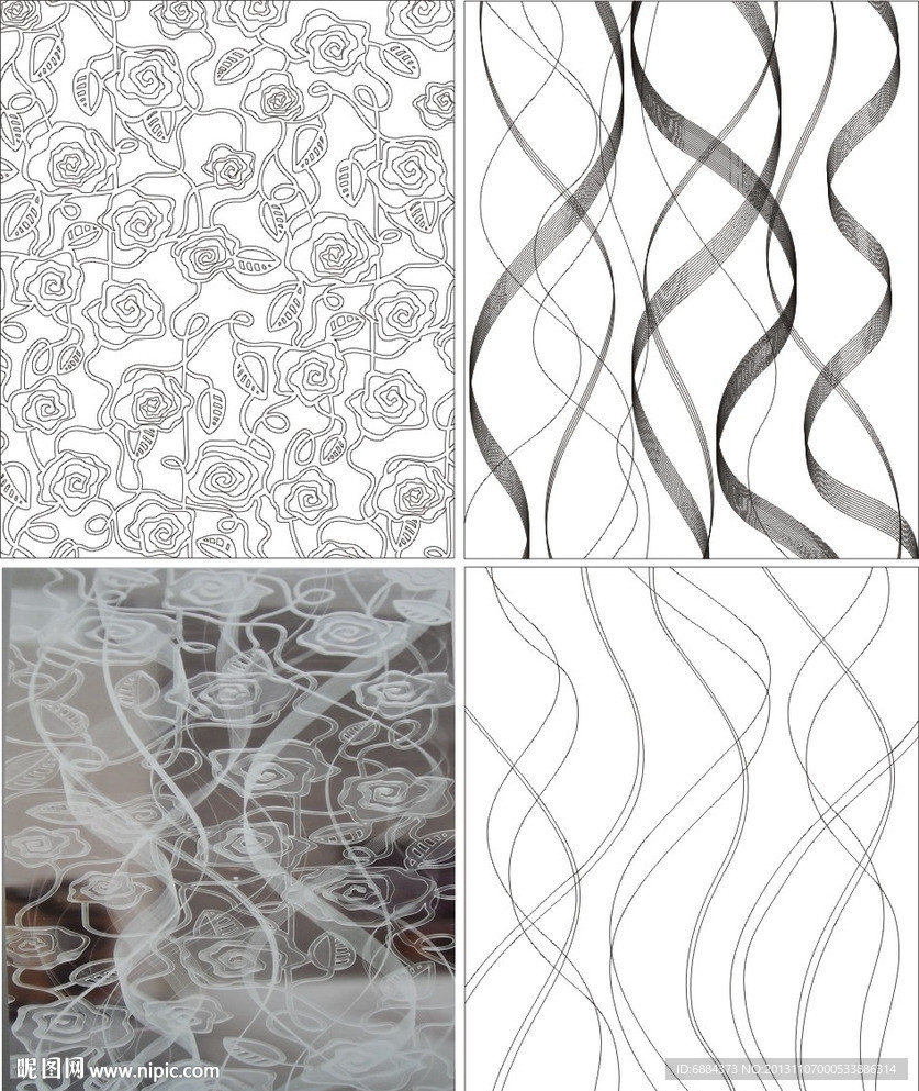 玫瑰花 线条图 欧式