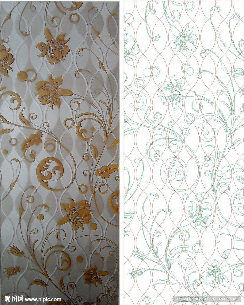 线条图 欧式花 金色