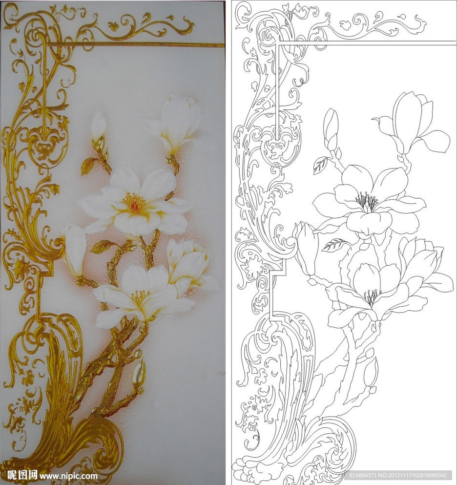 玉兰花 欧式花 线条