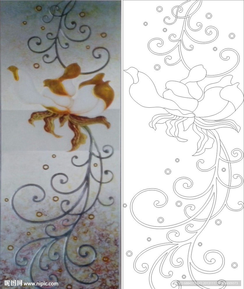 欧式花 线条图 金色