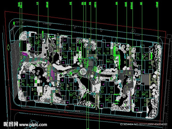规划总平面小品绿化布