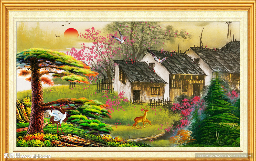 油画 迎客松