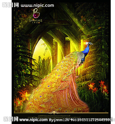 黄金孔雀装饰画