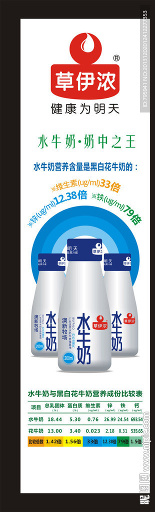 草伊浓水牛奶广告