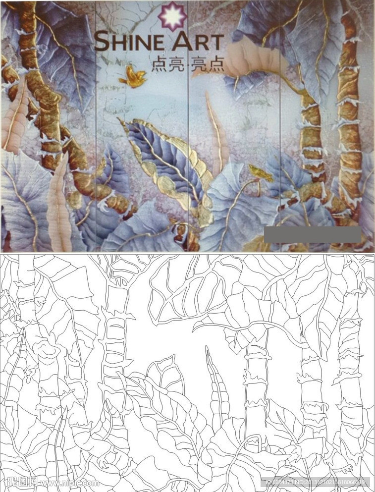 芭蕉叶 线条图 树