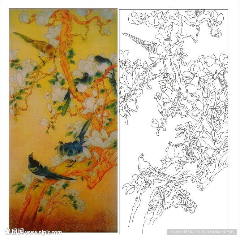 玉兰花 喜鹊