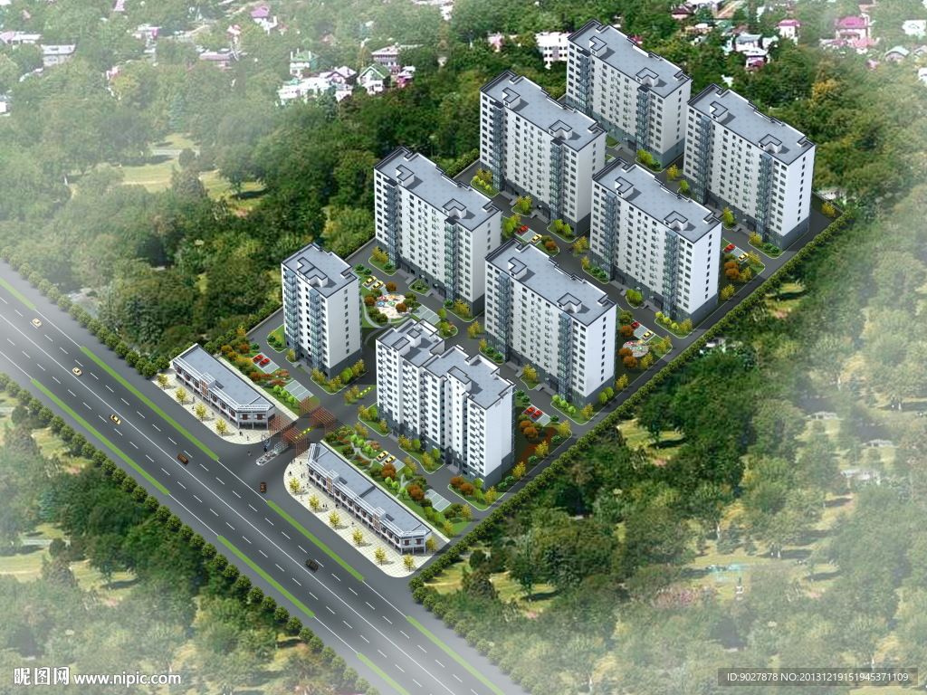 小区住宅鸟瞰