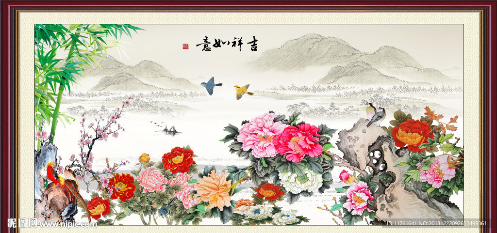 牡丹花鸟