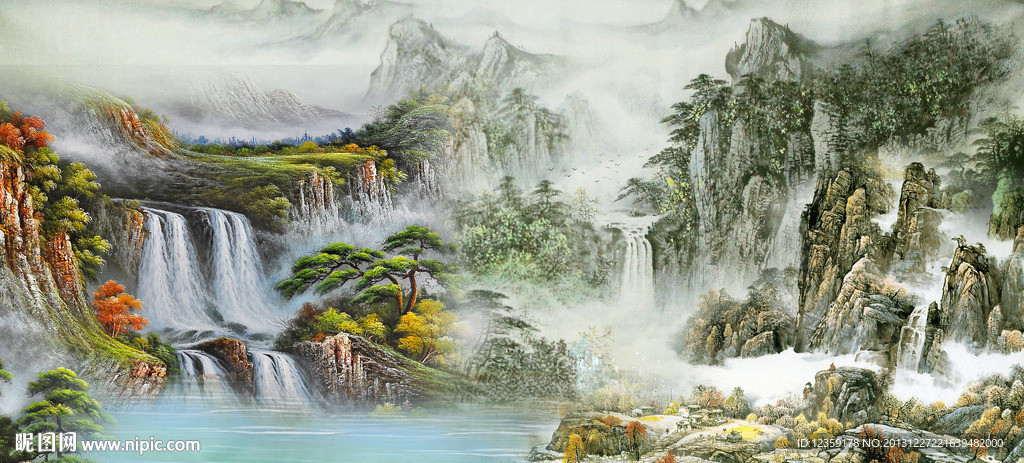 巨幅山水画 高山流水