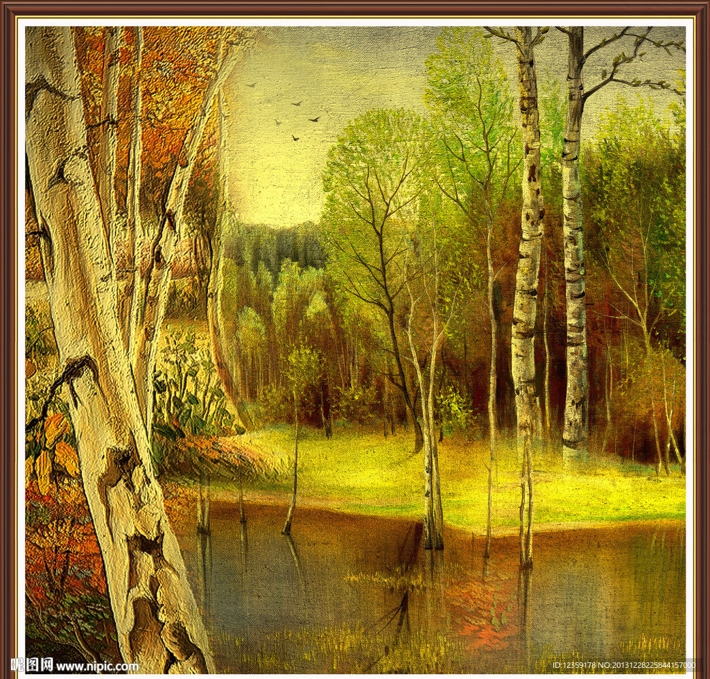 金色油画 油画风景