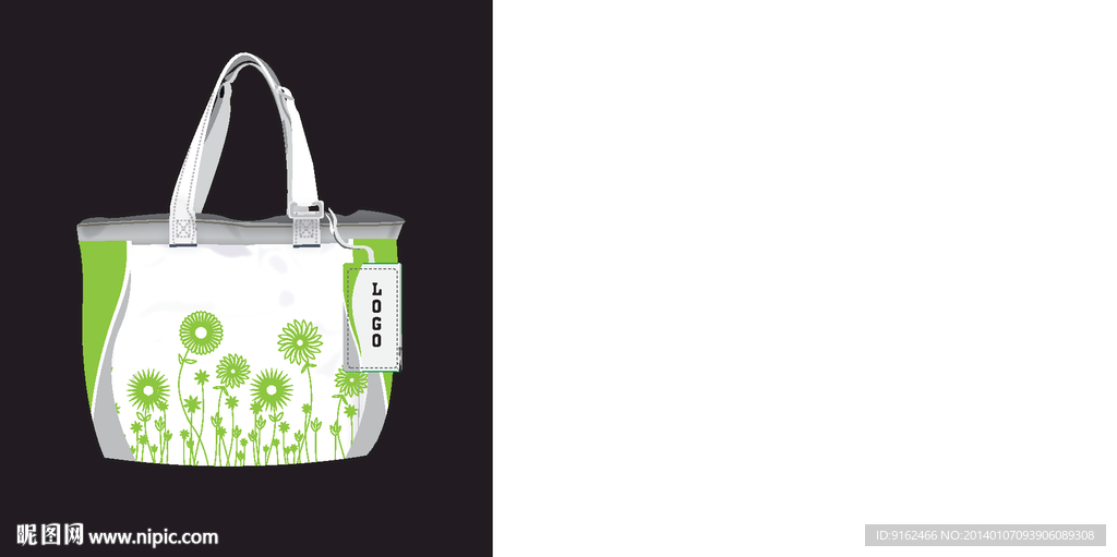 手提袋环保袋矢量平面图