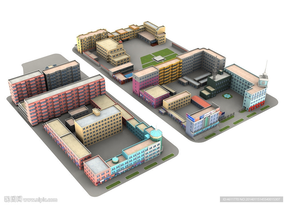 3D楼房配景