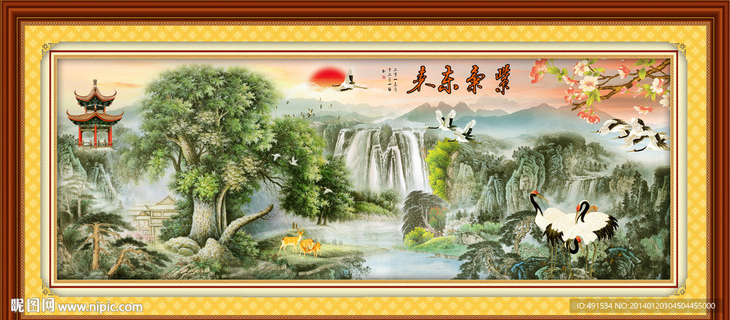 国画 黄山迎客松