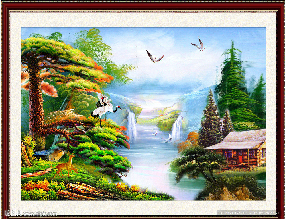 迎客松油画装饰