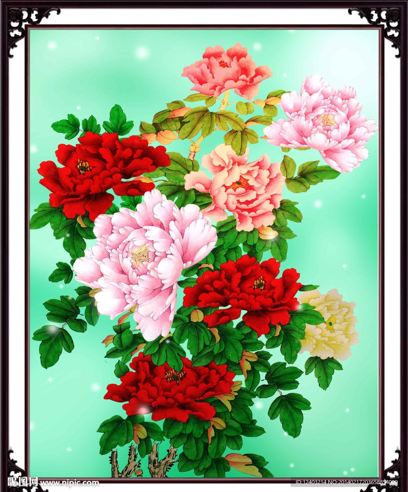 无框画牡丹