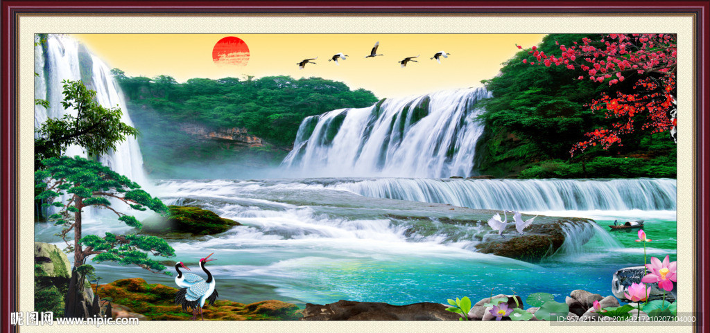 瀑布 山水画