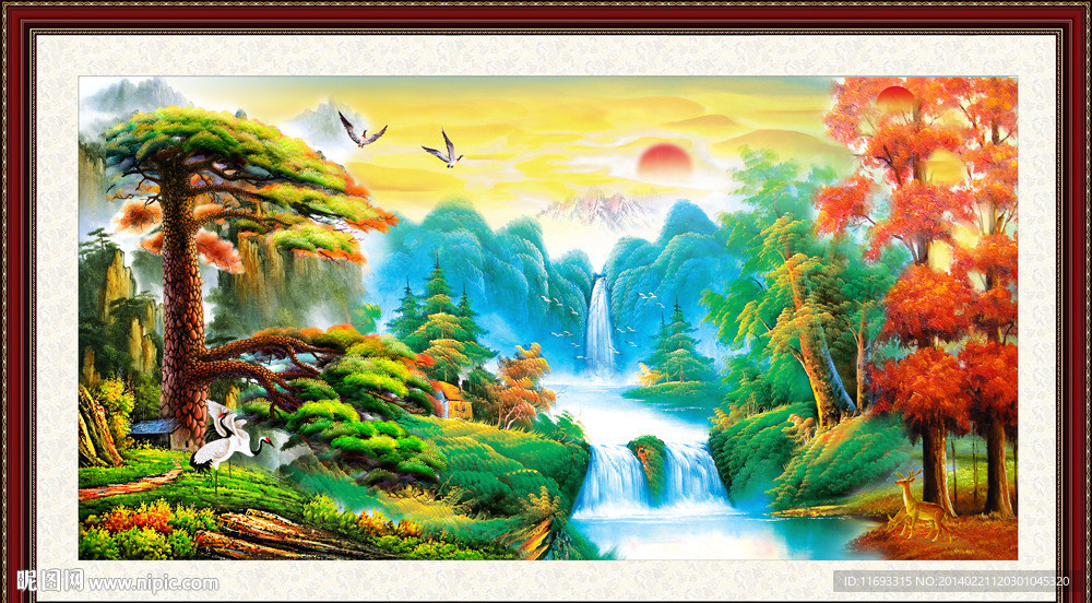 迎客松油画装饰