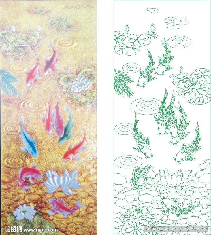 荷花鱼 九鱼图 金堂