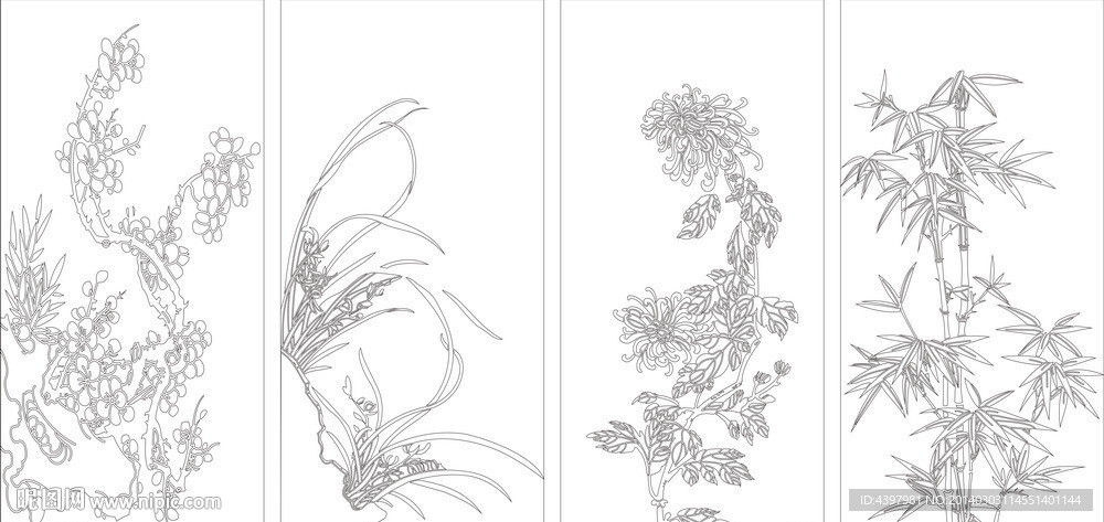 梅兰竹菊 矢量图