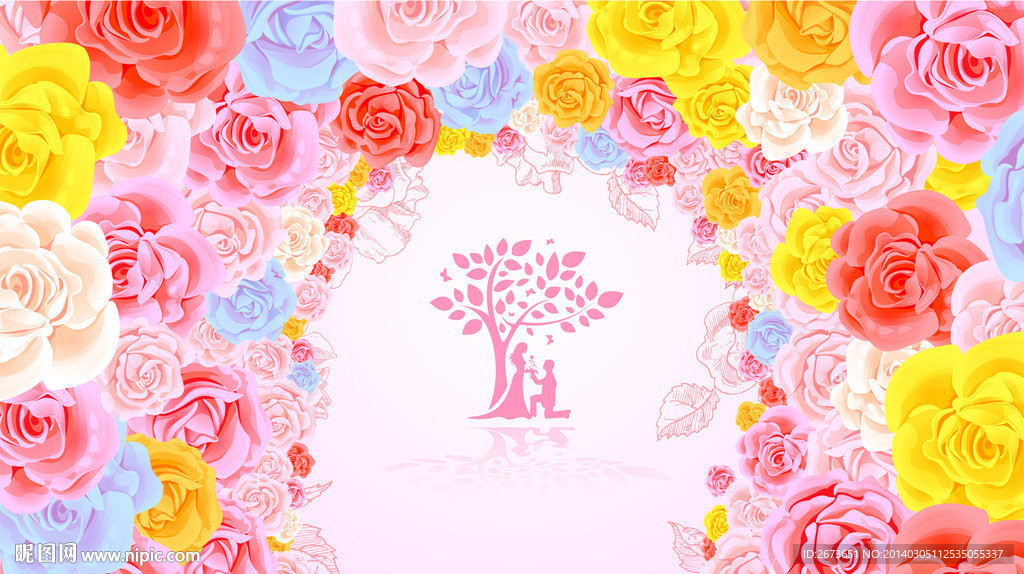 伊甸园风格婚礼背景板