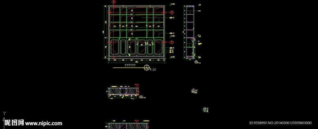 CAD书柜立面图