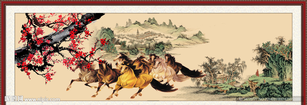 国画八骏图