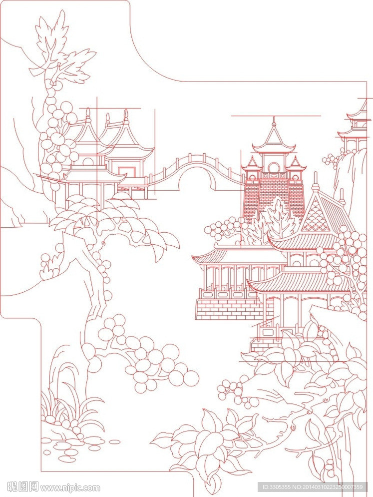 山水图 (路径未闭合)