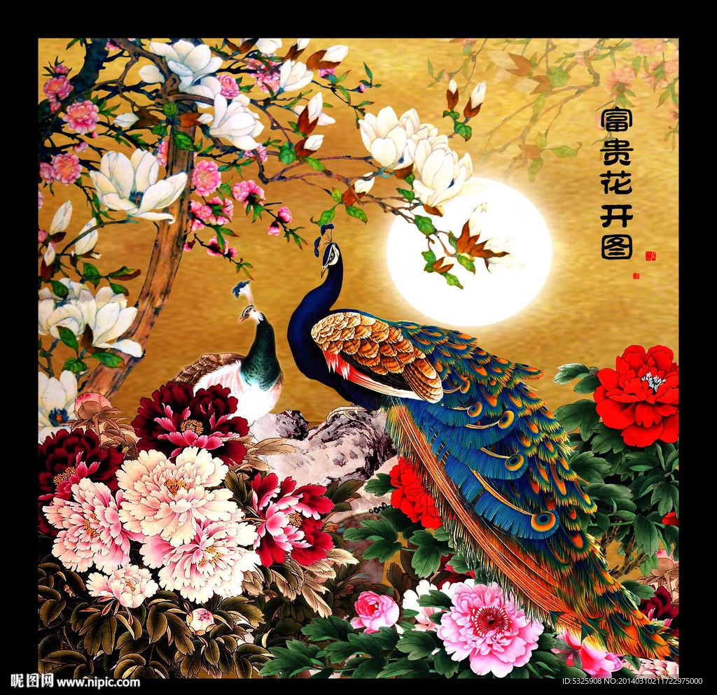 牡丹孔雀图