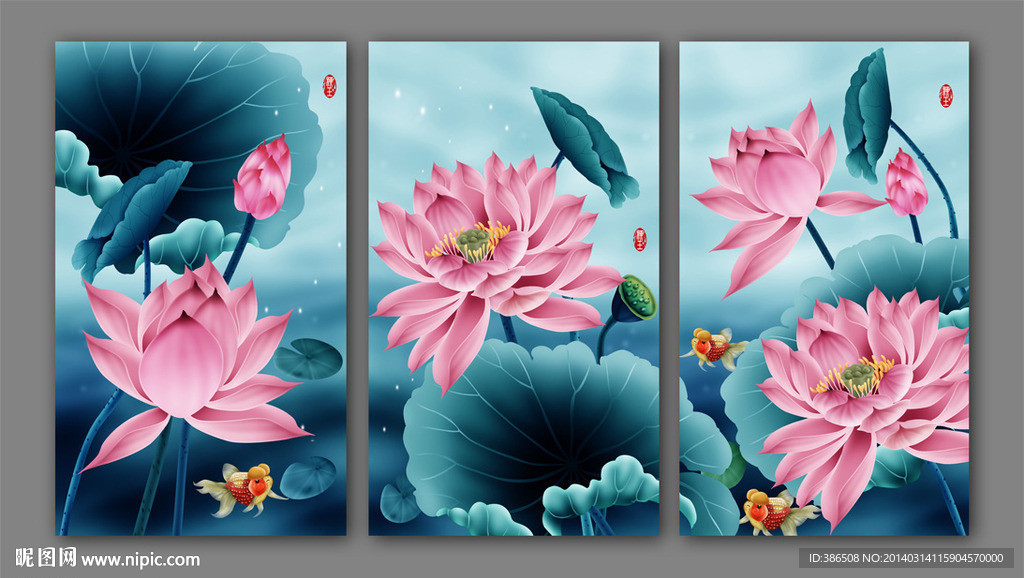 无框画荷花