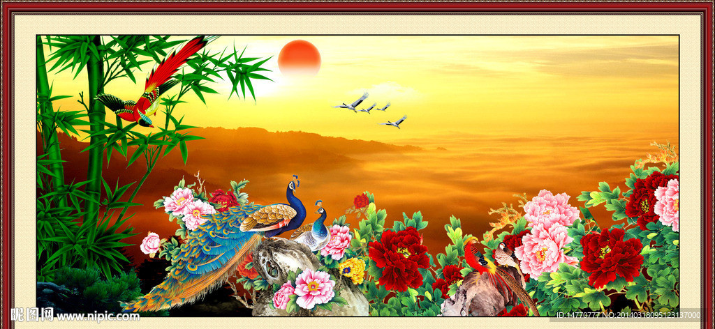 牡丹孔雀图