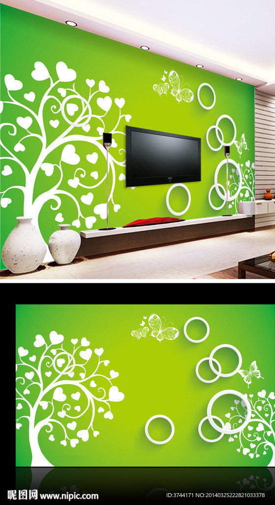 绿色创意3D电视背景
