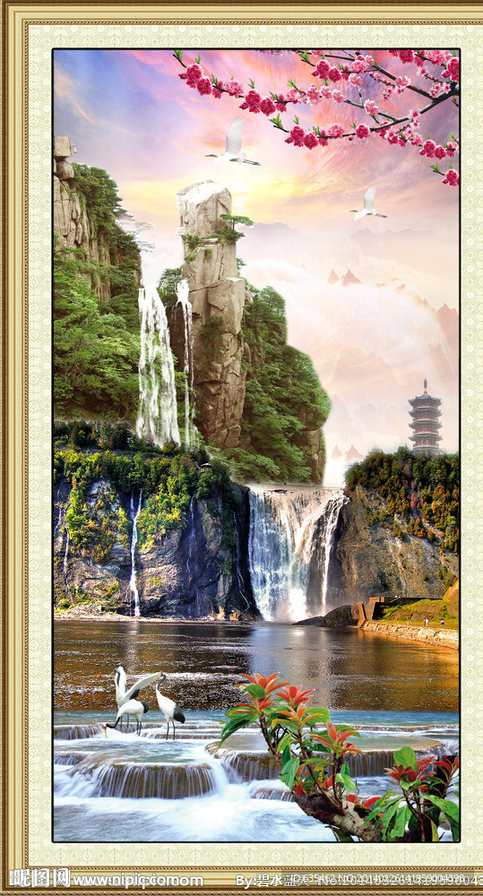山水瀑布