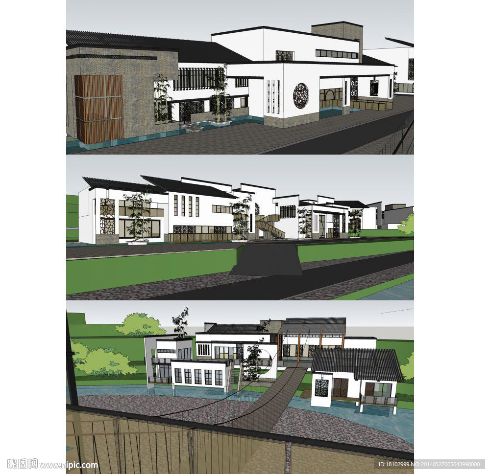 中式会所建筑模型