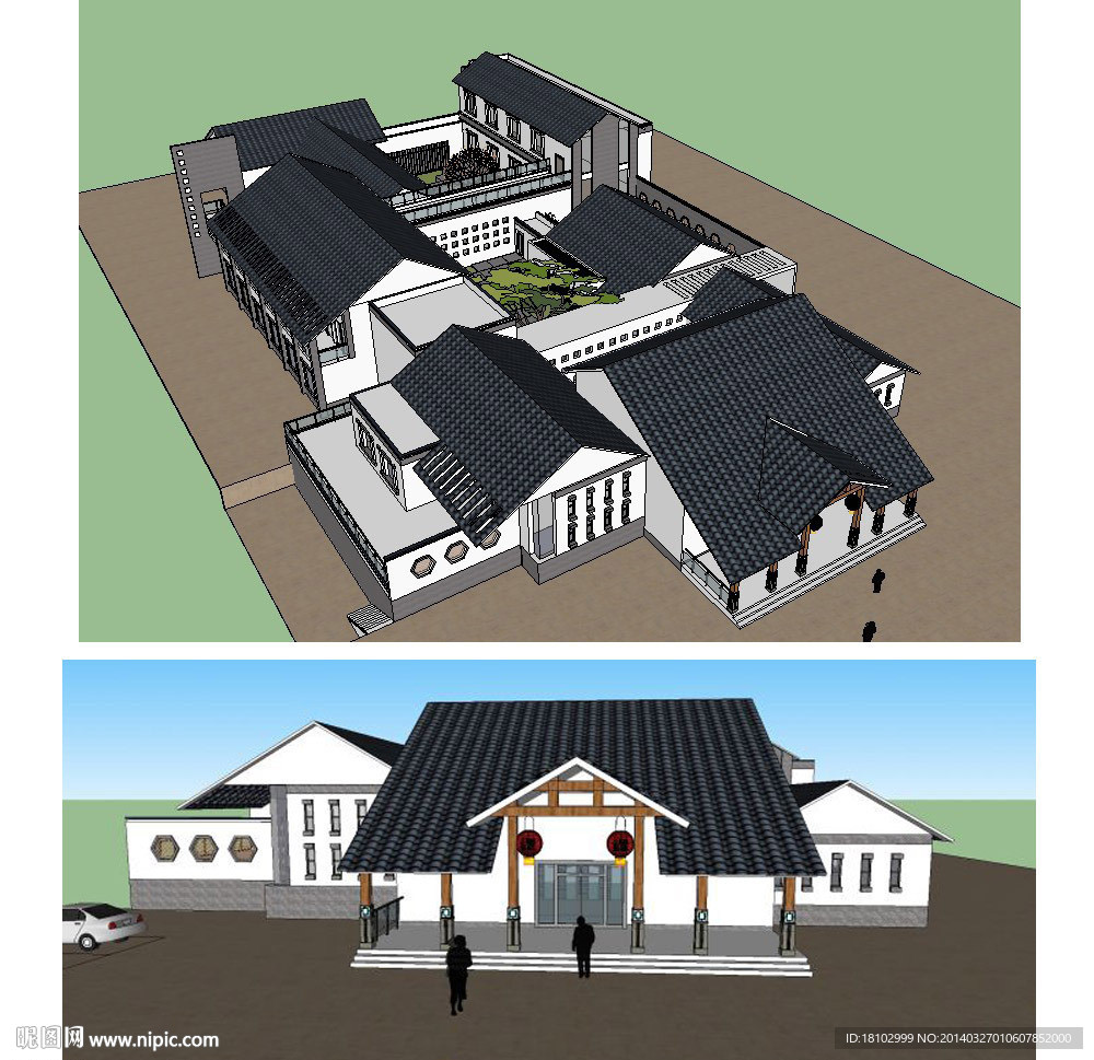 中式会所SU建筑模型
